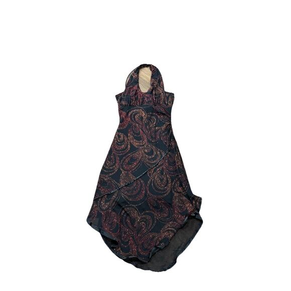 Taboo Black Red Glitter Halter Dress Gown Whimsigoth Y2K Dark Fairycore Size L - Picture 2 of 8